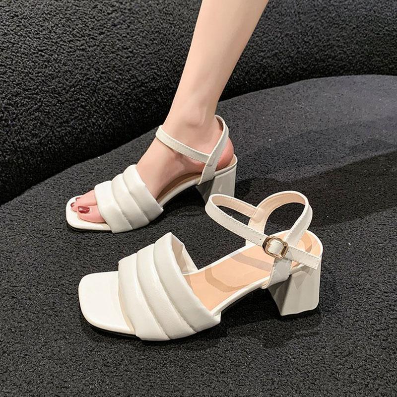 New Fashion Summer Female Sandals Sexy Ladies High Heels Square Open Toe Shoes Women Sandals Outside Slippers Size 35-42 WSH5081