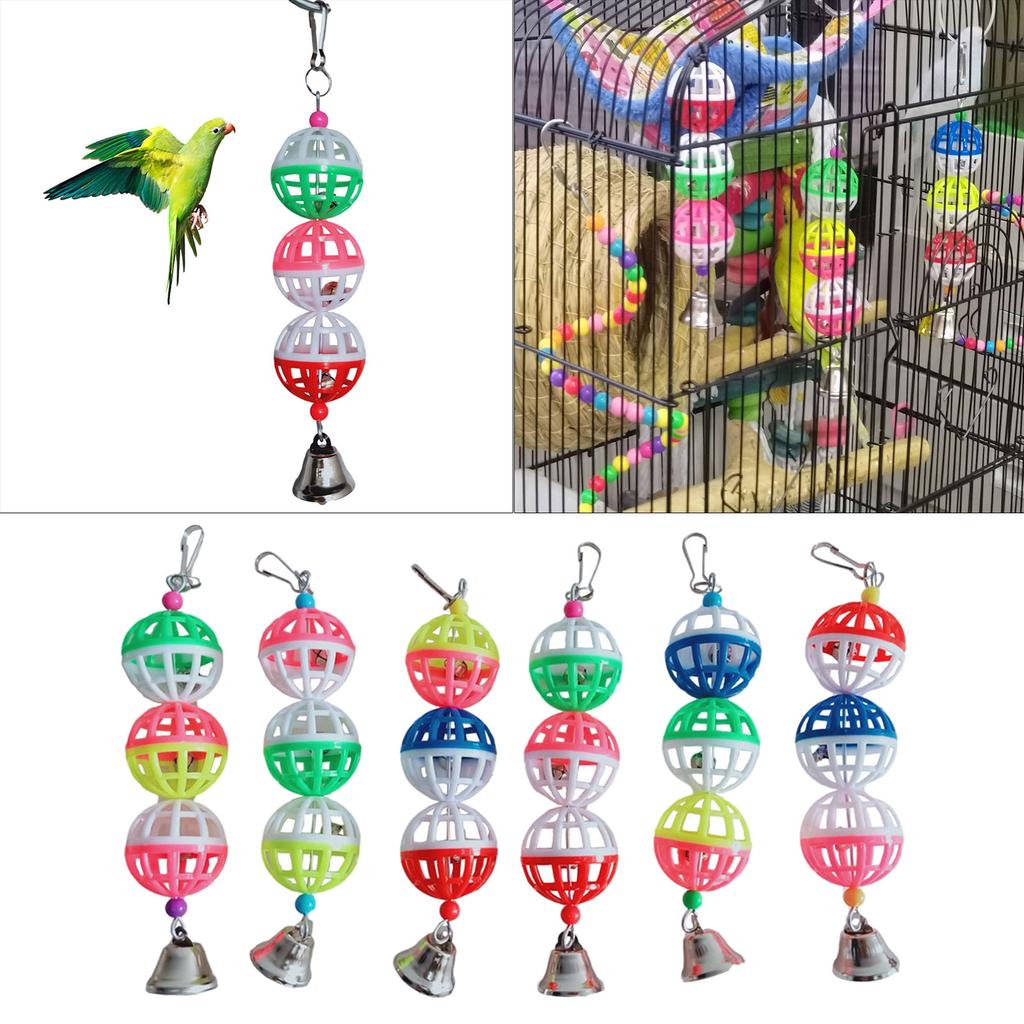Swing Parrot Toy Lovebird Cockatiel Pet Bird Budgie Bell Ball Random Color Chew For Parakeet Macaw Hanging Cage Supplies