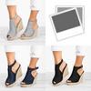 Elegant Women's Sandals Casual Wedges Heel Straw Platform Peep Toe Ladies Buckle Shoes