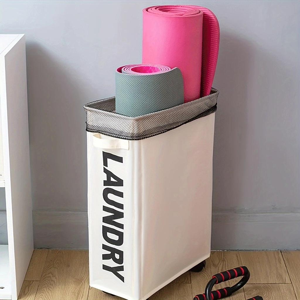 1pc - Large Waterproof Laundry Basket with Pulleys - Foldable, Multi-Purpose Storage for Bathroom, Laundry Room & Dorms