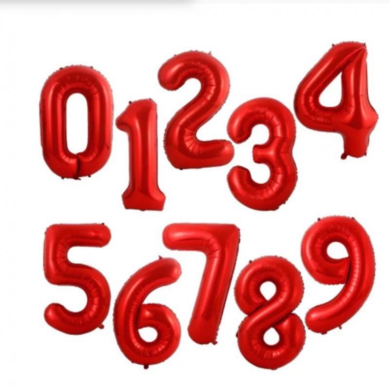 32-Zoll Rote Helium-Folien-Zahlenballons für Kinder, Zahlen 0-9, Verlobungsparty-Deko