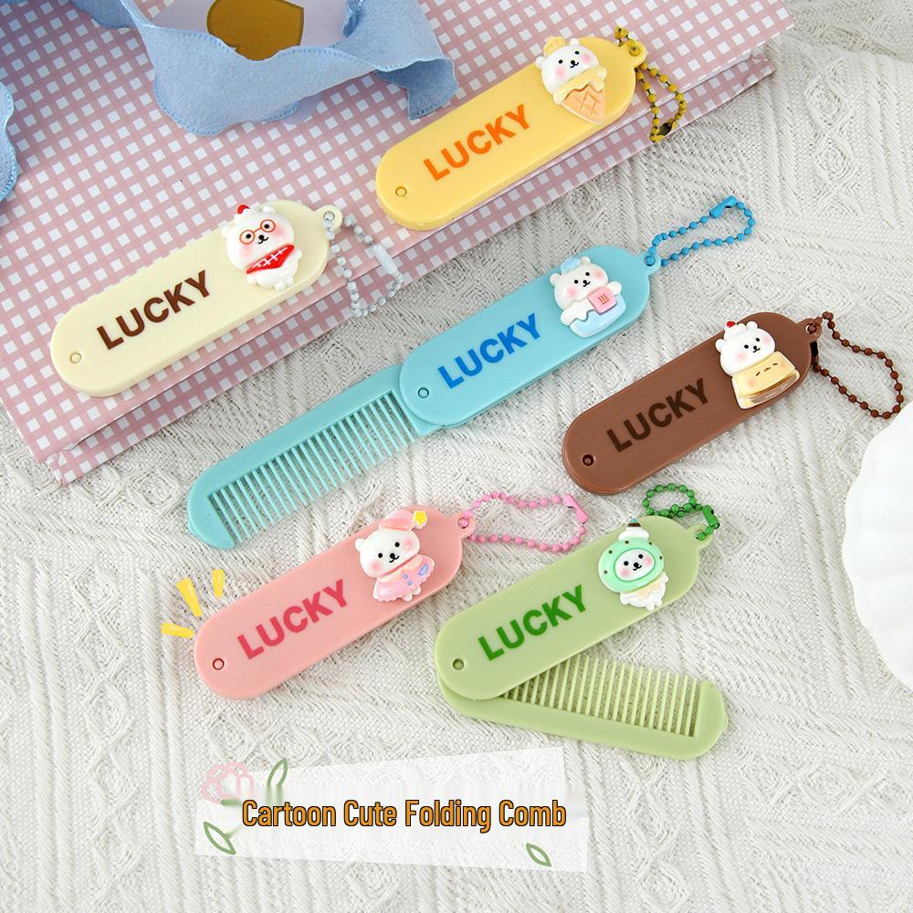Portable Cartoon Folding Comb for Kids & Women's Bangs - Cute & Compact Hair Styling Tool