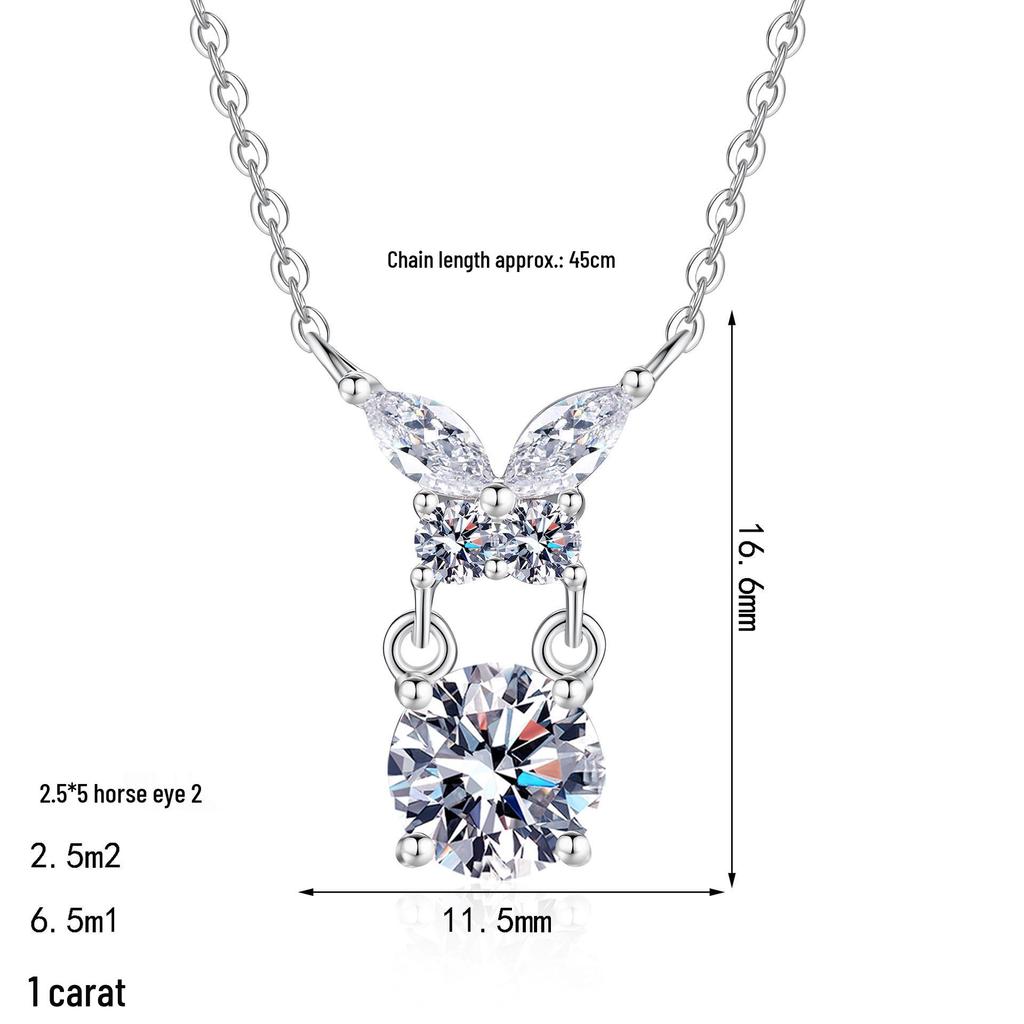 Delong S925 Sterling Silver Moissanite Butterfly Pendant Necklace for Women - Exquisite, Sweet, and Versatile Everyday Style