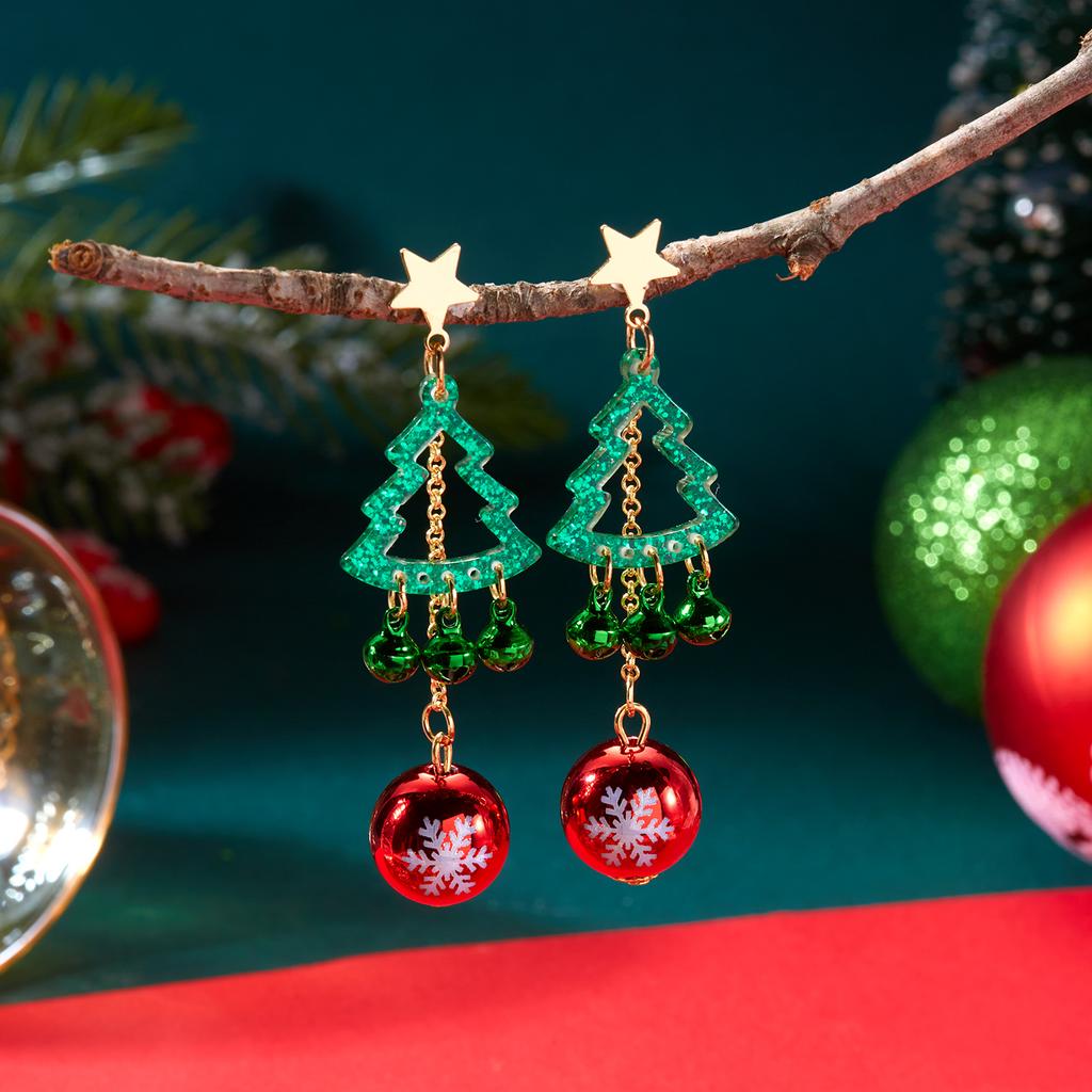 Trendy Christmas Santa Claus Snowflake Dangle Earrings for Women Xmas Tree Earring Girls New Year Jewelry Gift