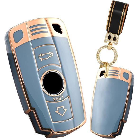 Ontto Key Fob Cover Fit for BMW 3 Series 2005-2012 Key Remote TPU Key Shell Case for 1 3 5 Series E90 E92 E93 X5 X6 Z4 E90