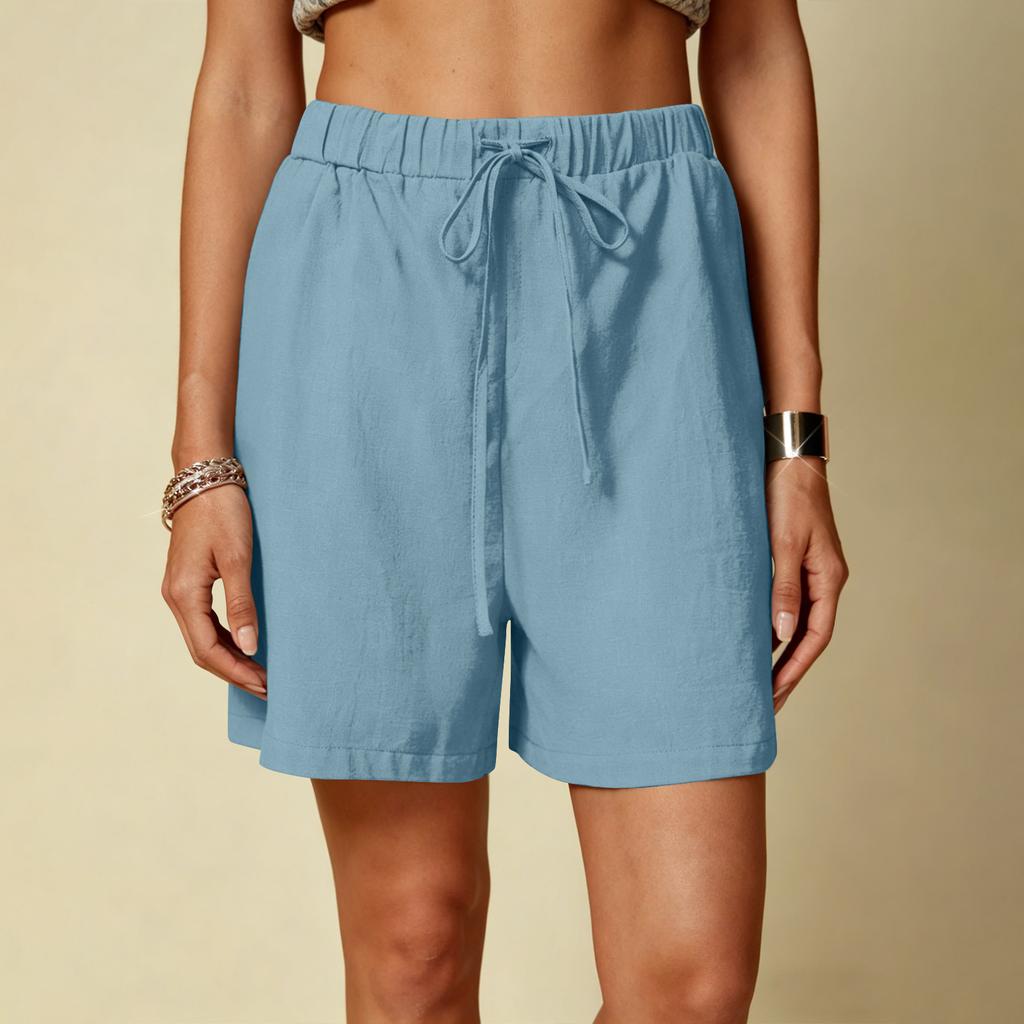 Women’s Relaxed Fit Casual Shorts with Drawstring Waist and Side Pockets for Everyday Comfort and Versatile Style