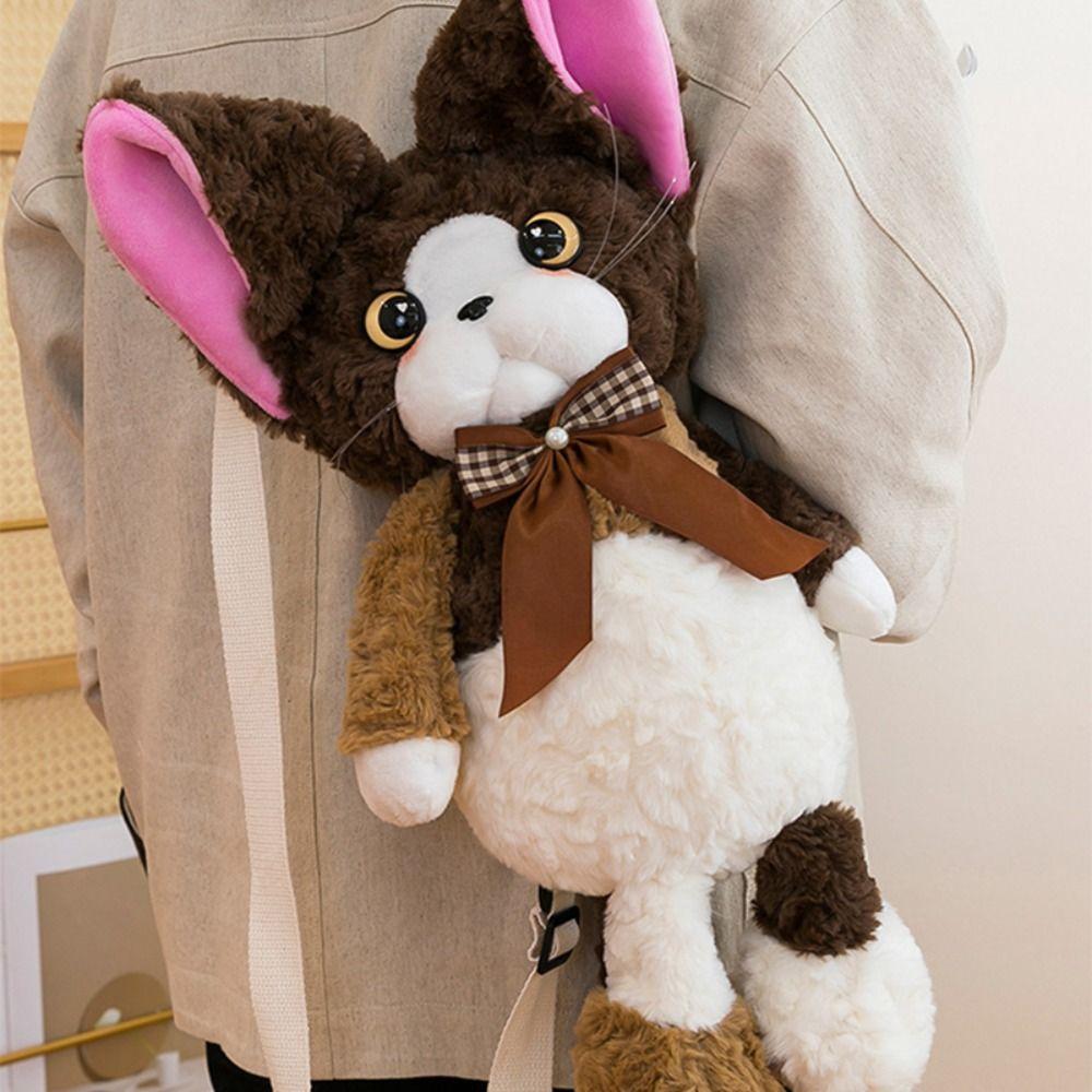 Cute Devon Rex Cat Backpack Stuffed Animals Animals Plush Bag Plush Cat School Bags Baby Bag