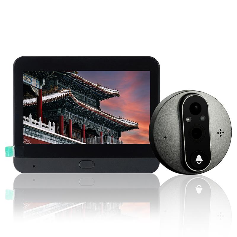 

SY-37 Two-Way Audio 4.3-inch Color Screen Mini WiFi Peephole Video Doorbell (Built-In Battery) Black