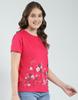 MONTE CARLO Women's Regular Fit Self Designed Half Sleeve Round Neck Top