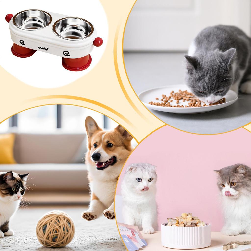 Raised Dog Bowl 2-in-1 Anti-Slip Tilted Feeder Dish Dog Bowl Stand For Puppy Feeding Cats Kitten Small Pets Indoor Outdoor