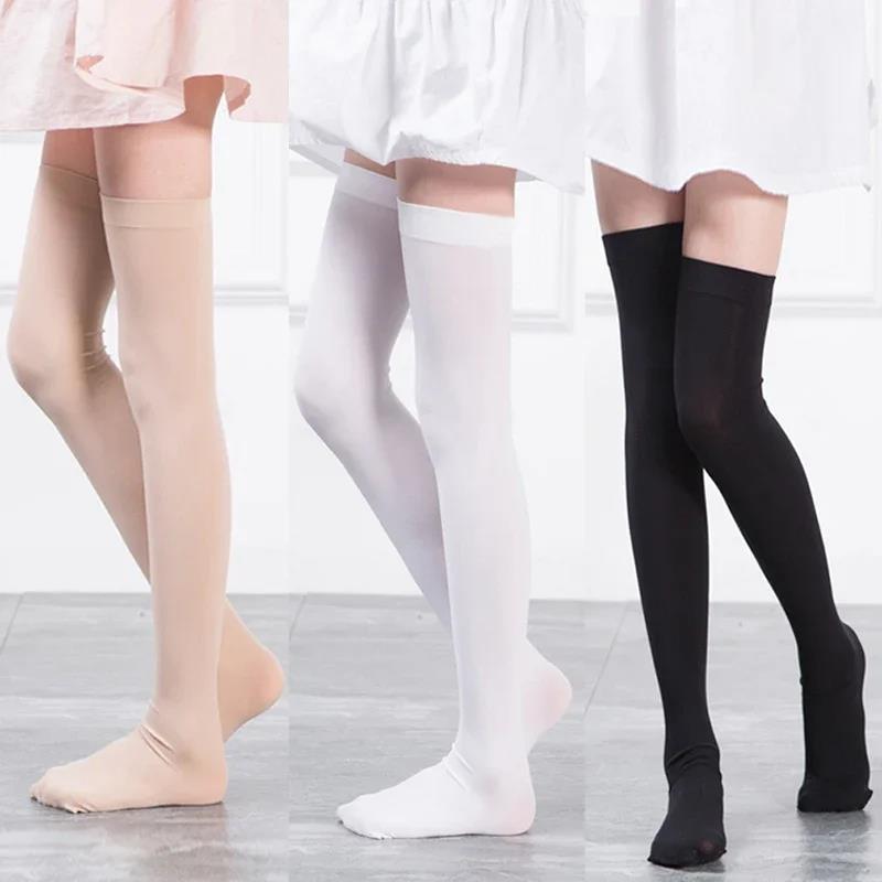 Sexy Black White Soild Color Long Socks Women Over Knee Thigh High The Stockings Lolita Ladies Girls Warm
