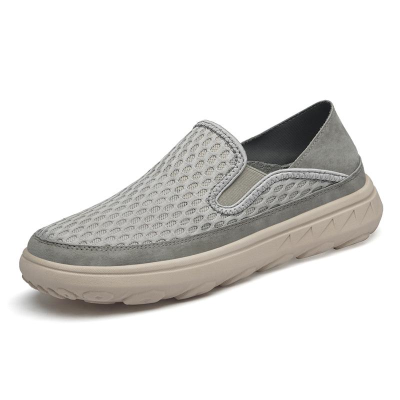 Men s Genuine Leather Mesh Running Shoes for Spring and Autumn - Handmade, Casual Sports Sneakers 44 серый