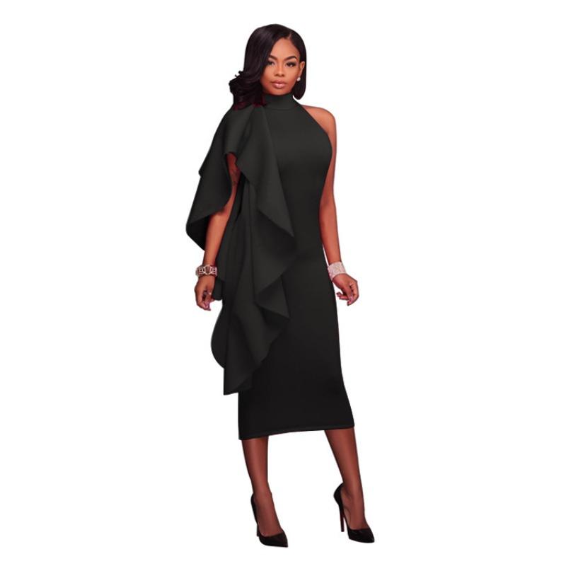 Spring and summer new women's clothing ruffle leaf edge sexy slim-fitting hip-wrapped dress, hosting evening dress