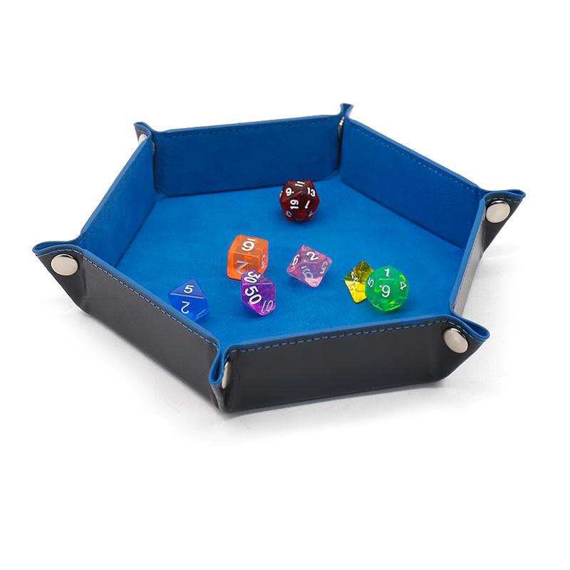 Hexagonal Velvet Dice Tray: Portable, Foldable PU Storage for Tabletop Games