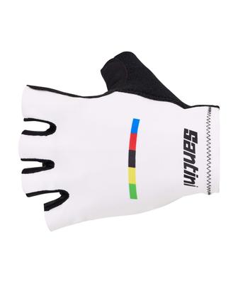 Santini Cycling Fingerless One UCI25 World Champion XL Gloves, Pair, Gloves, White,