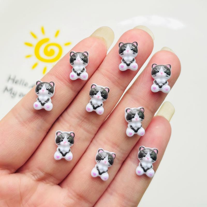 55 Pcs New Cute Mini Resin Mixed Color Kitten Flatback Ornament Jewelry Making Manicure Hairwear Accessories A45