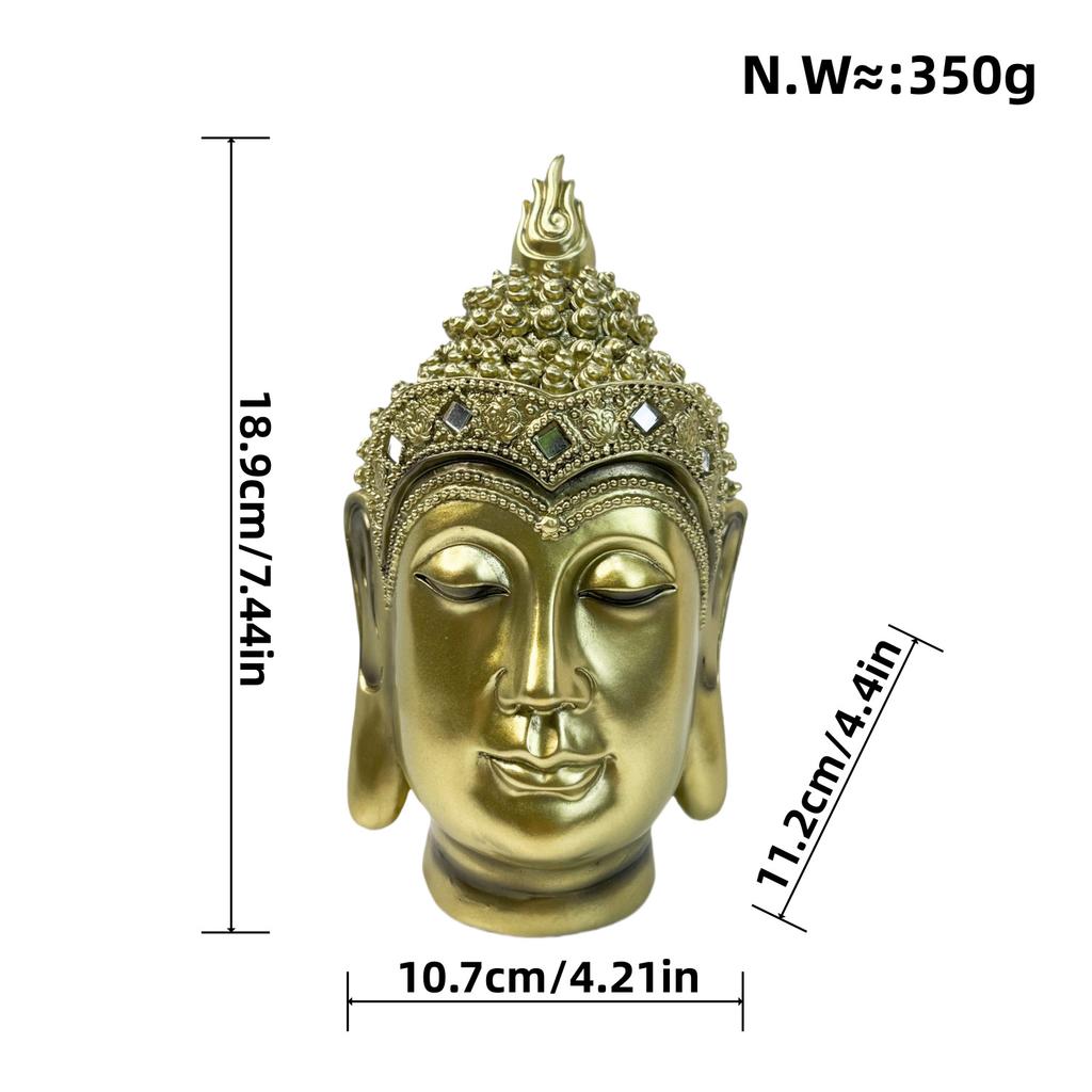 Buda Başı Figürü Ev Dekorasyonu Shakyamuni Buda Heykeli Oturma Odası Ofis Masaüstü Reçine Süsler Feng Shui Heykeli