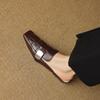 Fashion Women Shoes Mules Sandals Real Leather Soft Comfort Low-heel Summer Shoes Casual Square Toe Vintage Office Daily Slippers Women