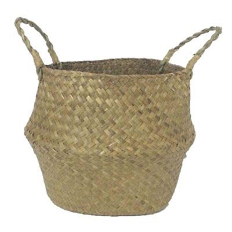 Seagrass Belly Basket Storage Plant Pot Foldable Nursery Laundry Bag Room Decor