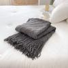 Tassel Blanket 100% Acrylic Bedside Towel Solid Color Plaid Knitted Blanket Nap/Travel Shawl Home Sofa Towel manta