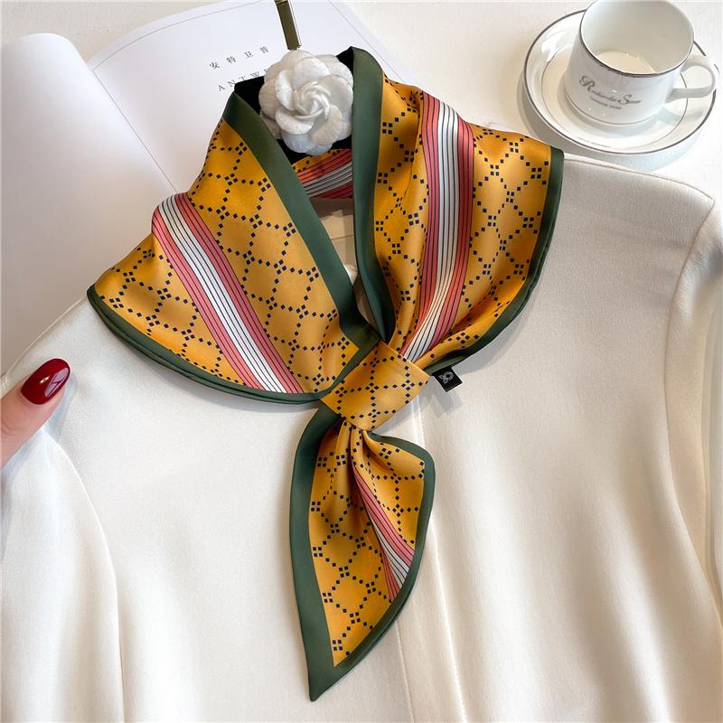 Women Skinny Neck Scarf Shawls Wraps Black Pink Small Office Hairband Neckerchief Foulard Scarves Ladies