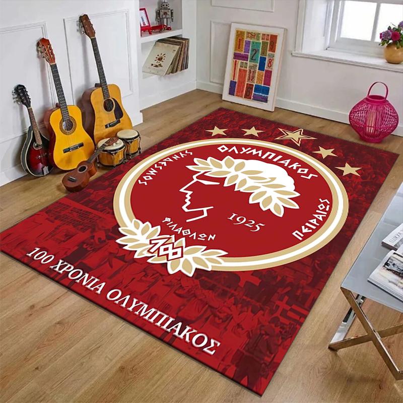 Olympiacos F.C Polyester Carpet, Soft Indoor Mat for Office Chair, Living Room, Computer Desk - Decorative Home Office Rug Design