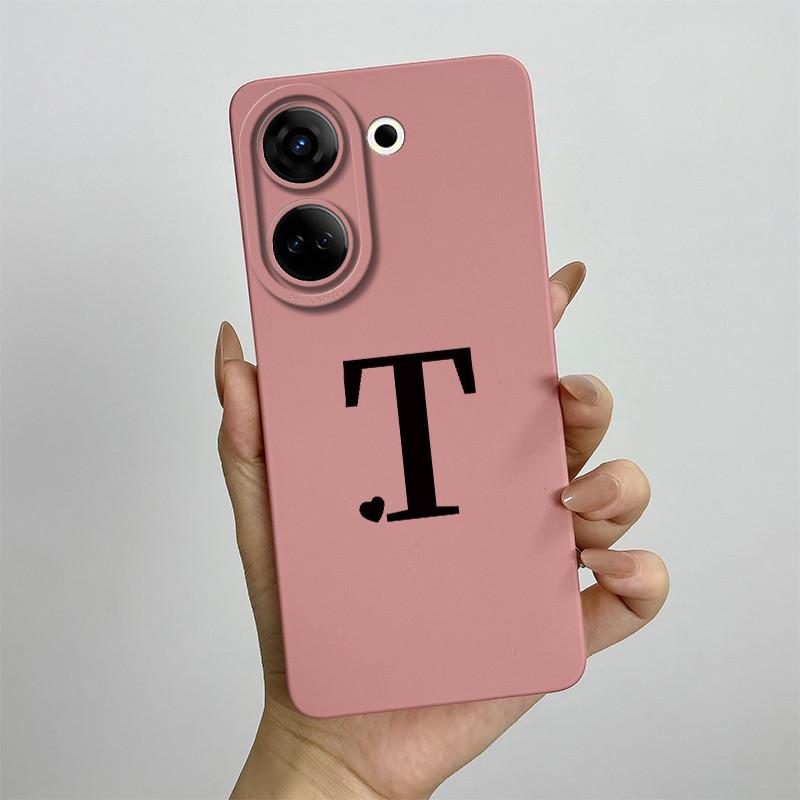 Case For Tecno Camon 20 Pro 4G Cute Initial Letters Liquid Soft Silicone Cover Shell For Tecno Camon 20 Pro CK7n CK6 CK6n Coque