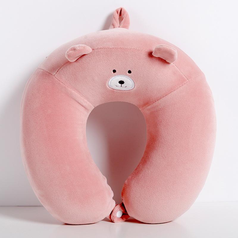 

Cartoon U-shaped Pillow Travel Neck Pillow Slow Rebound Memory Foam Neck Pillow Soft Comfortable Car Airplane Pillow розовый
