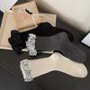 Warme Baumwoll-Mädchen-Glitzersocken Unifarben Glänzende Pailletten Kurze Socken Rutschfest Schweißabsorbierend Mittellange Strümpfe Atmungsaktiv