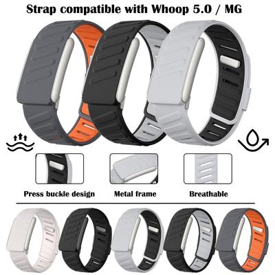 תואם ל-WHOOP 5.0/MG WristBand סיליקון מגע רך עמיד במים עמיד בזיעה רצועת גומי רכה מתכווננת עבור Whoop 5.0/MG
