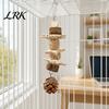 Natural Bird Chew Toys Parrot Toy, Pine Cone Wooden Blocks Dried Fruit Toy Enrichment Cage Accessories for Small Medium Parrots Foraging Biting
