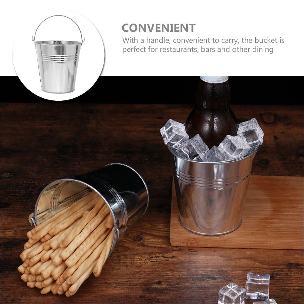 Small Iron Bucket Flower Pot Chip Baskets for Serving Ice Cubes Container Fries Fried Chicken Storage Tinplate