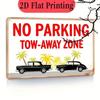 Vintage No Parking Tow Away Zone Metal Poster Wall Art for Garage Bar Cafe