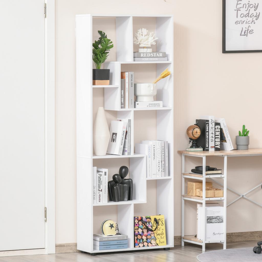Bookshelf, Tall Bookcase, Modern Room Divider, 8 Cube Storage Unit, Freestanding Storage Shelf for Living Room, Bedroom, Home Office