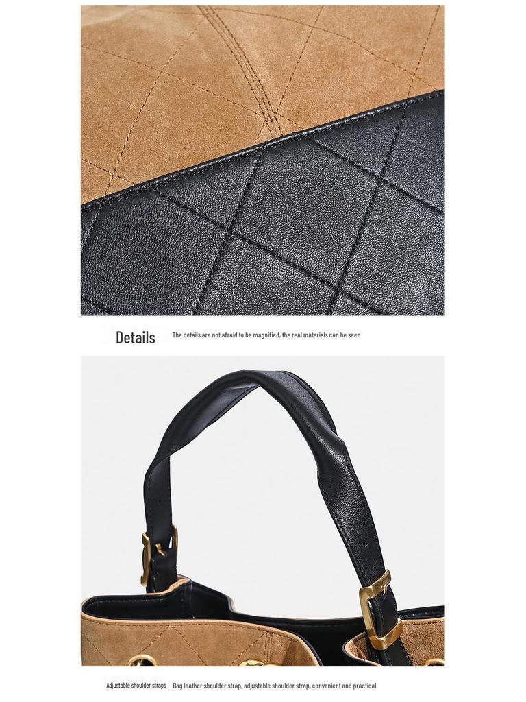 Schicke Retro Wildleder Diamantmuster Leder Tragetasche für Damen