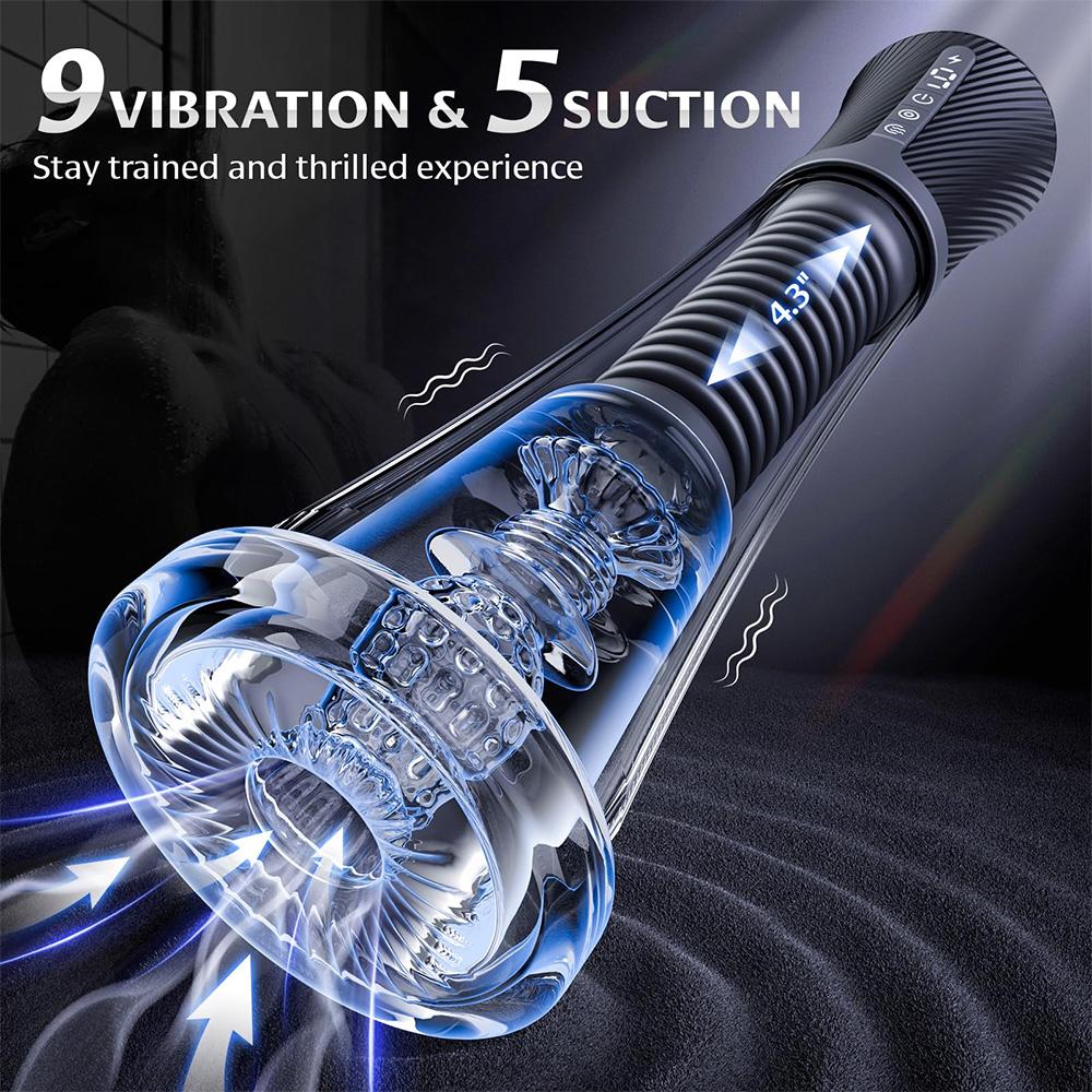 Male Masturbator Penis Pump Enlarger Transparent Visual Male Sex Toys for Men APP Control Vibrating Vacuum Suction Glans Trainer