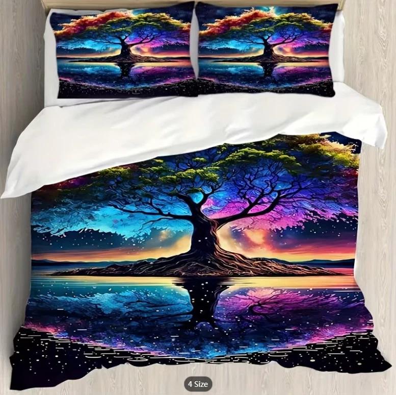 

Tree of Life Bedding Set Full Size Colorful Duvet Cover Pillowcase 2/3pc Queen Double King Bedroom Home Decoration Gift Baby 100x135cm