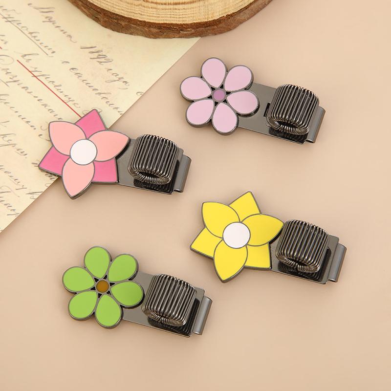 Flowers Metal Pen Clip With Spring Creative Spring Clip Student Pen Clip For Notebooks School