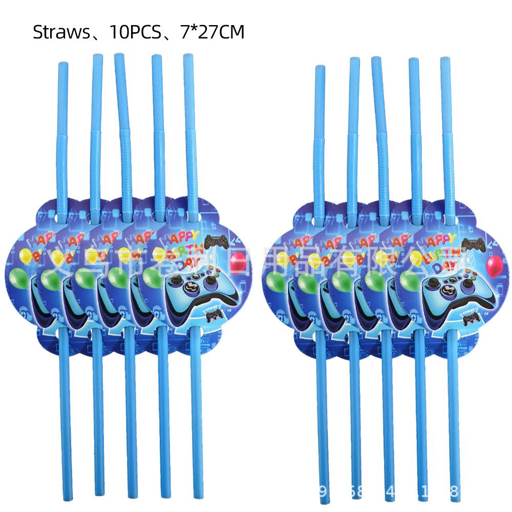 Blue Game Gomeon Party Supplies Birthday Decoration Paper Plate Paper Cup Paper Towel Flag Tableware Set Desktop