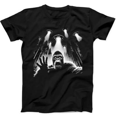 Bigfoot Selfie mit UFO Aliens Meme Lustiges Geschenk T-Shirt Schwarz 309