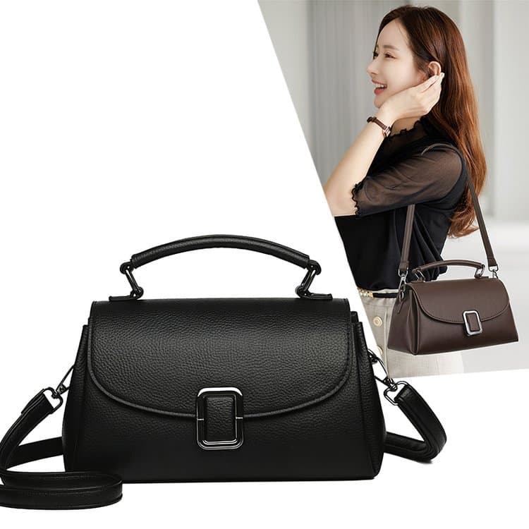 Lychee Pattern Square Buckle Flip Handbag Women's Shoulder Bag
