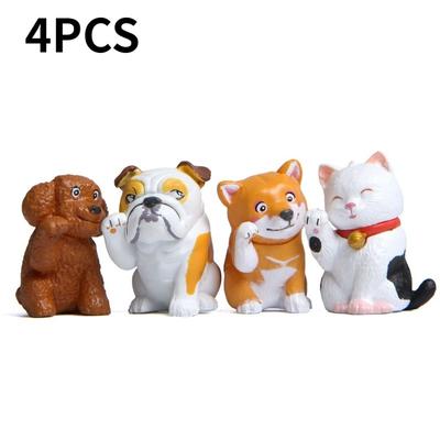 New 4PCS/ Lucky Dog Teddy Dog Bulldog Cat Gardening Landscaping Home Decoration