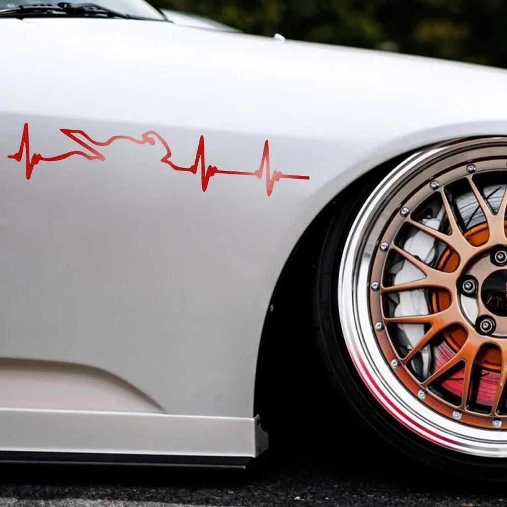 Reflective Car Sticker Heart Electrocardiogram Vinyl Decal Personalized Auto Body Window Styling Decoration Sticker Accessories