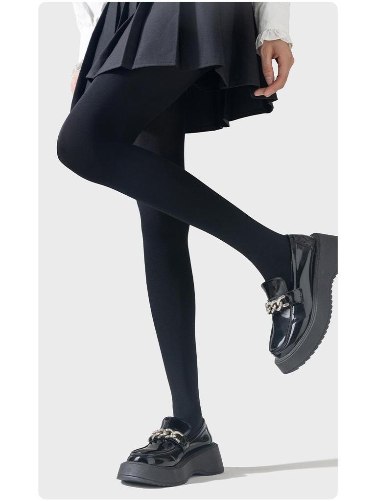 Black Polka Dot Cotton Pantyhose with Heel - Slimming Base Leggings Socks