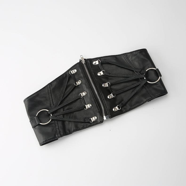 Solid Fashion Color Strap Decoration Women Casual Elastic Waistband Wide