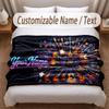 Music Guitar Theme Soft Blanket Personalized Custom Name Text Print Warm Blanket Home Sofa Bedroom Decor