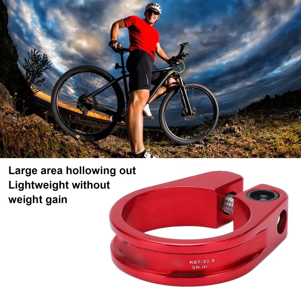 Bike Seat Post Clamp 31.8mm Aluminium Alloy CNC Cutting Ergonomic Hollow Design Seatpost Clamp