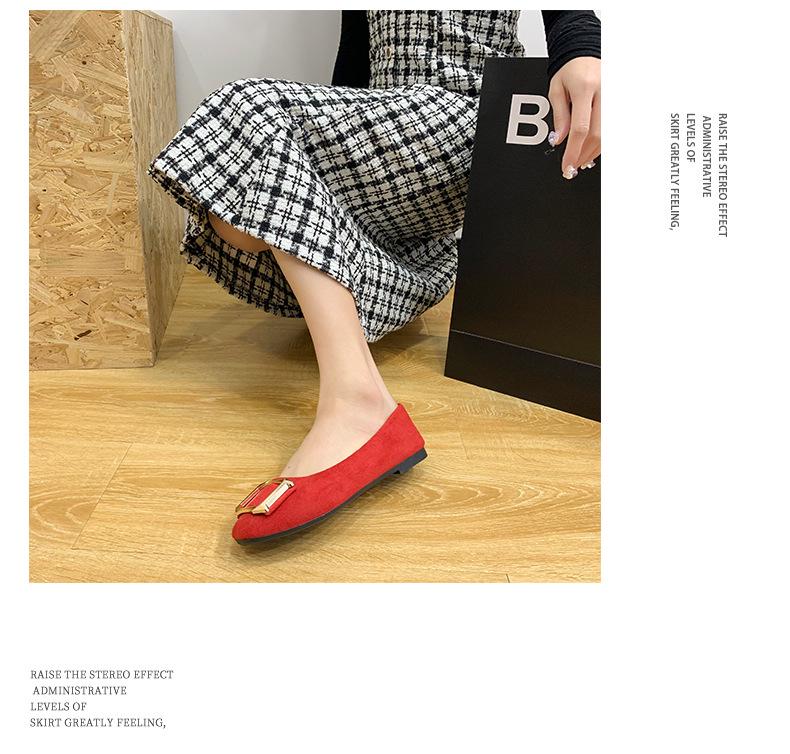 Plus Size Women's Square Toe Loafers with Buckle - Casual Flat Shoes for Spring & Autumn, Size 43