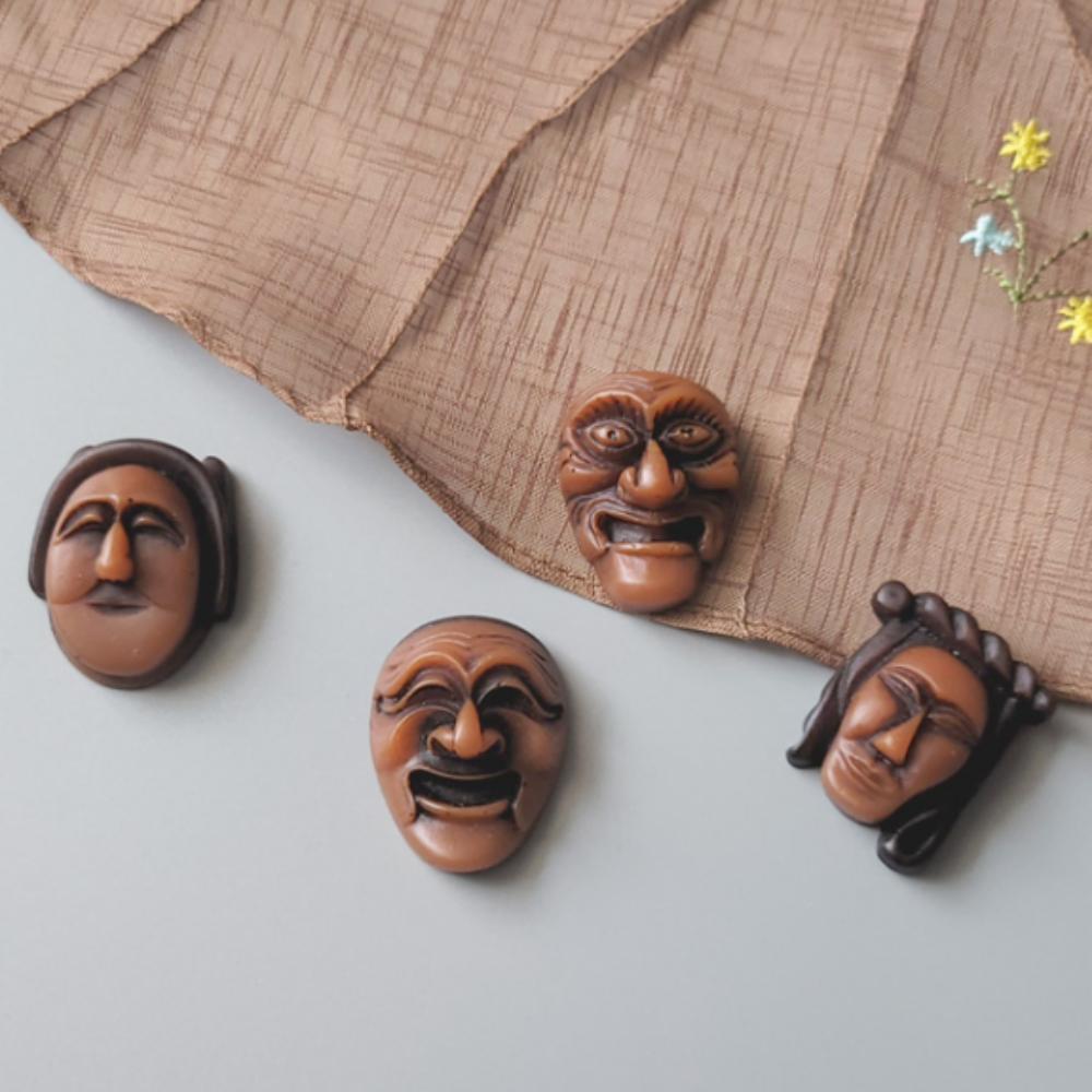 Koreanisches traditionelles Souvenir Hahoe-Maske Kühlschrankmagnet-Set 4 Stück