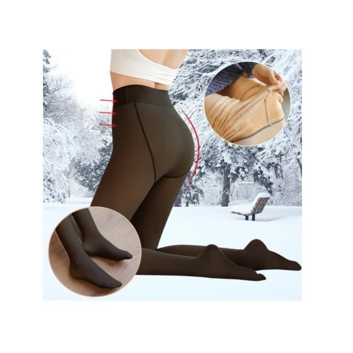 2 stk Varm strømpebukse dame vinter elastisk gjennomsiktig fleece høy midje termisk utendørs[200g (5-20℃),Svart(Full fot)]